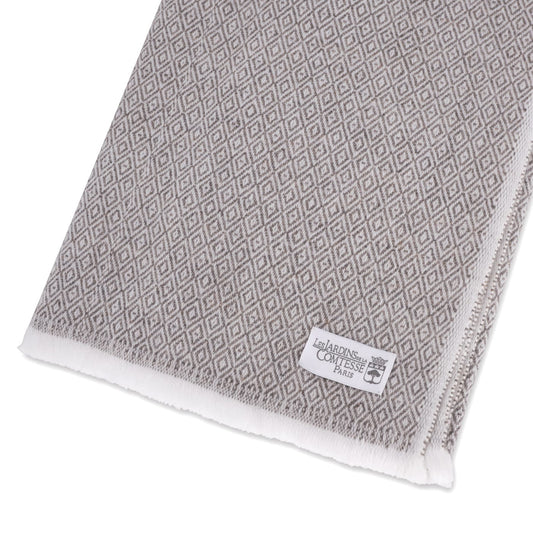 Echarpe cachemire et laine Homme & Femme 70 x 210 cm - Marron Glacé motif diamant