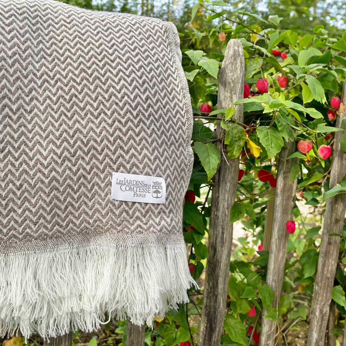 Echarpe cachemire et laine Homme & Femme 70 x 210 cm - Marron Glacé petits chevrons
