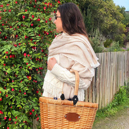 Echarpe cachemire et laine Homme & Femme 70 x 210 cm - Camel petits chevrons