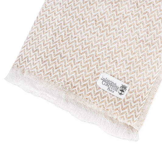 Echarpe cachemire et laine Homme & Femme 70 x 210 cm - Camel petits chevrons