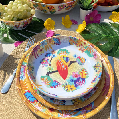 Assiette creuse en mélamine perroquets - Ø 20 cm