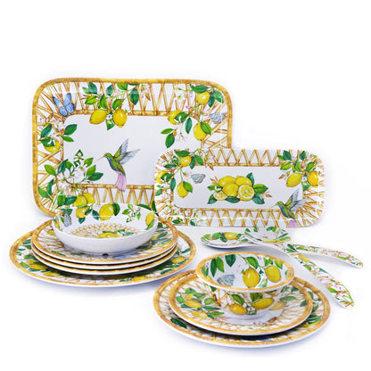 Plat à cake long rectangulaire en mélamine citron - 37,5 cm