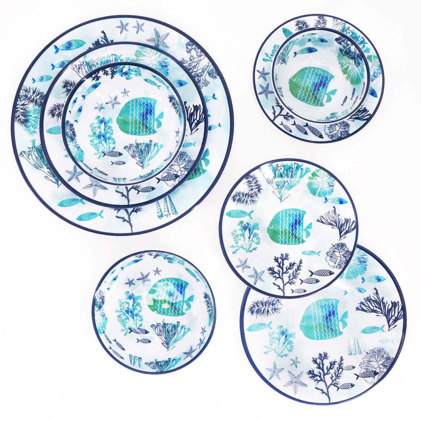 Plat de service rond en mélamine mer - Ø 35,5 cm