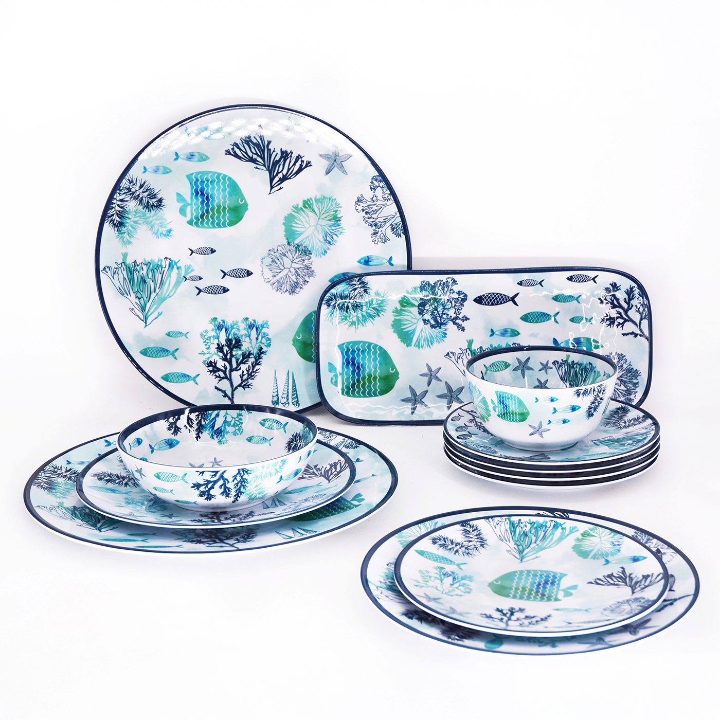 Plat de service rond en mélamine mer - Ø 35,5 cm