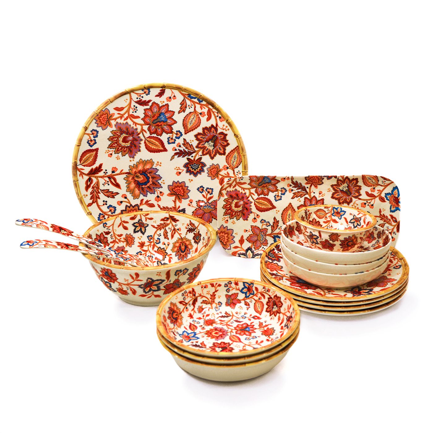 Grande assiette plate en mélamine fleurie - Ø 28 cm