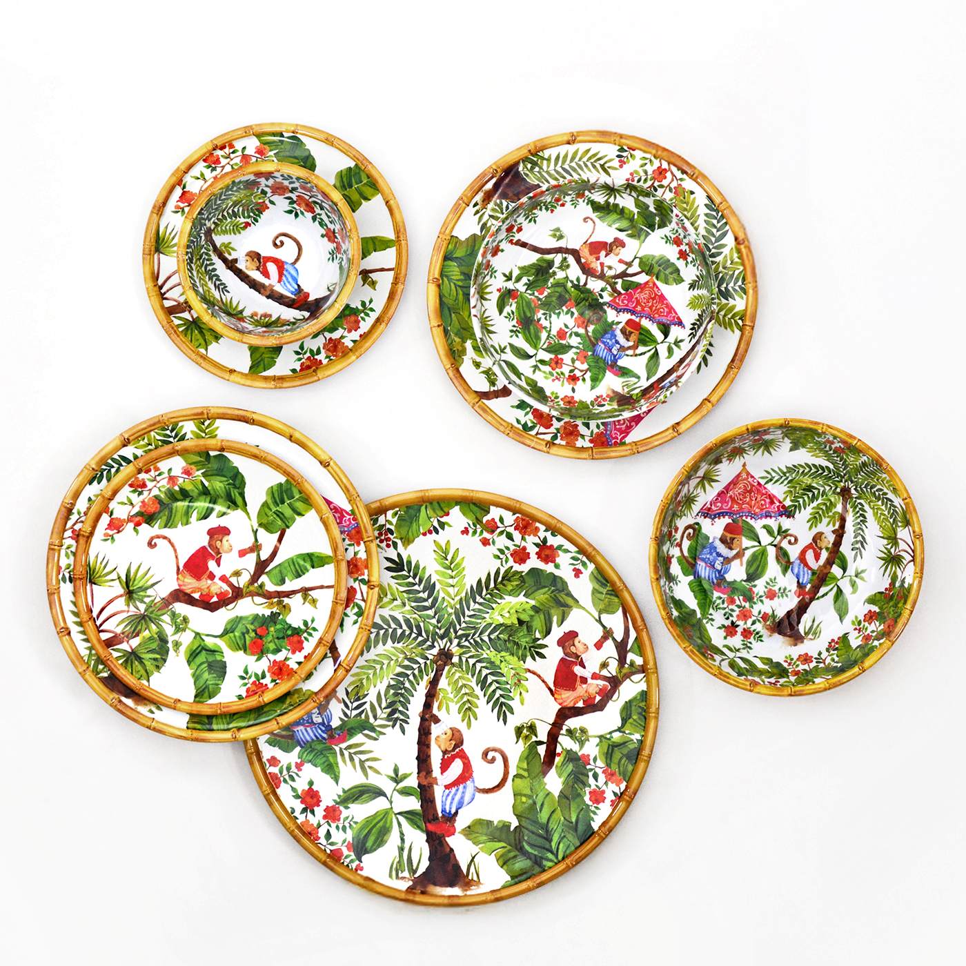 Grande assiette creuse en mélamine singes - 23 cm