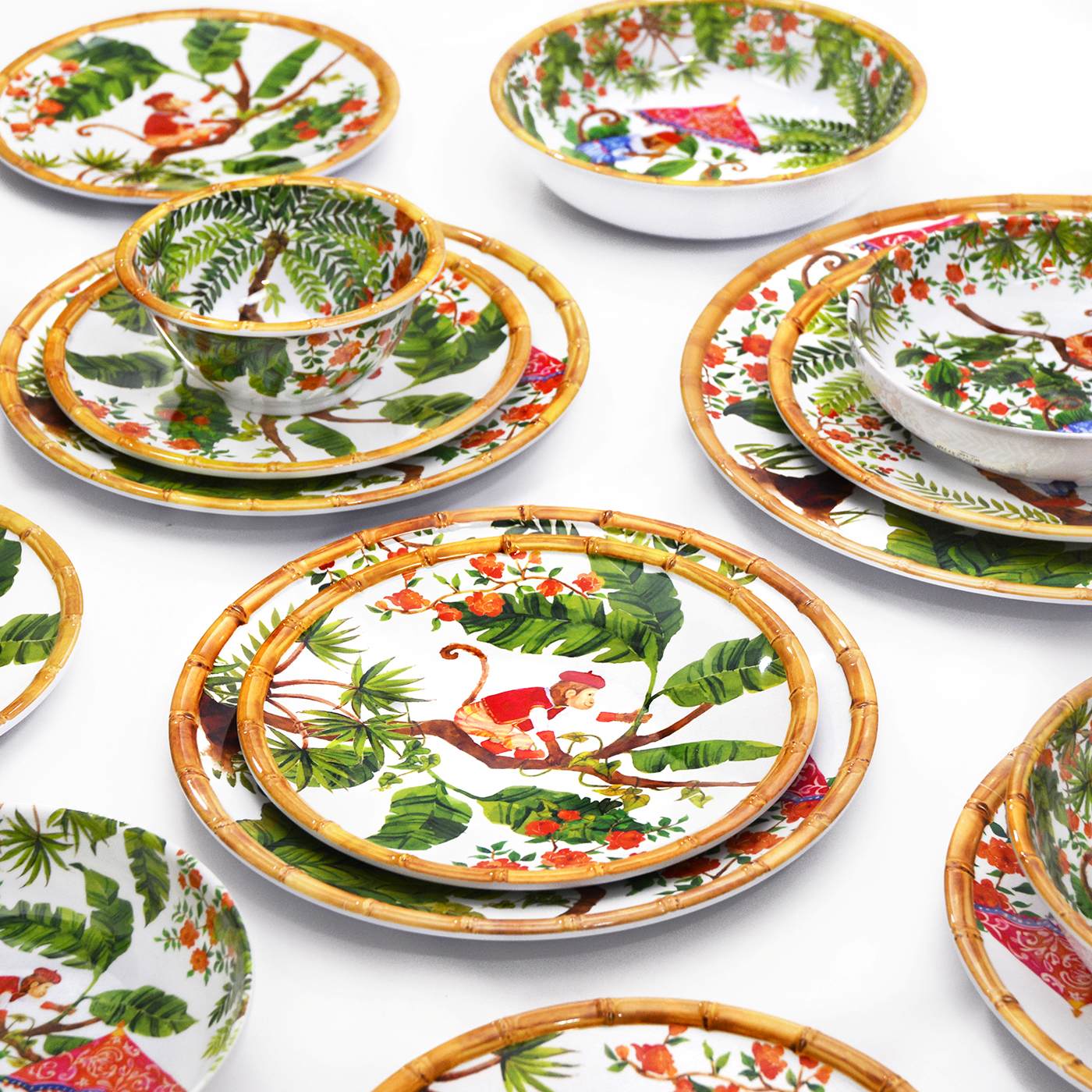 Assiette creuse en mélamine singes - 20 cm