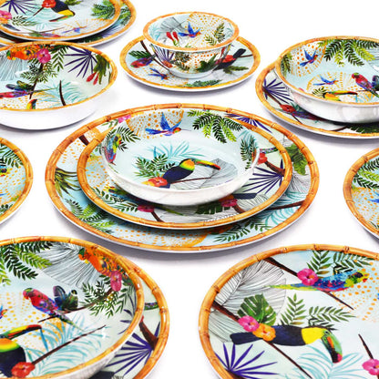 Petite assiette plate à dessert en mélamine toucans - Ø 23 cm