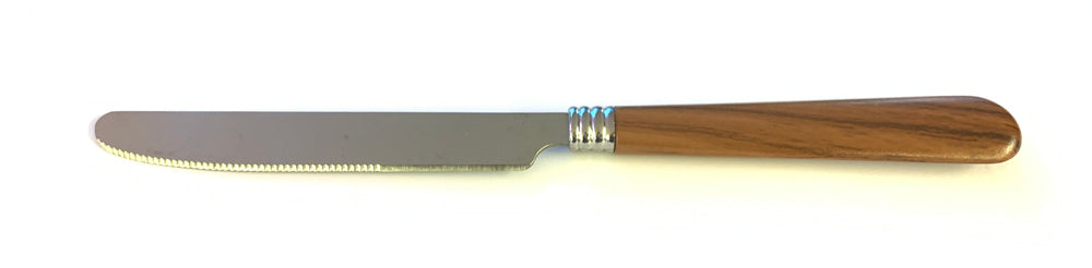 Couteau marron imitation bois triple bague